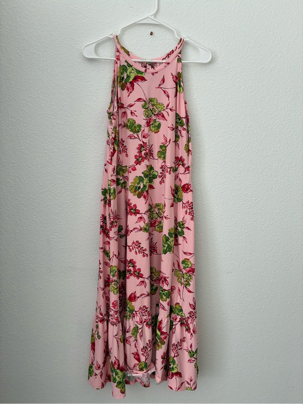 Sleeveless Pink Floral Maxi Dress size medium
